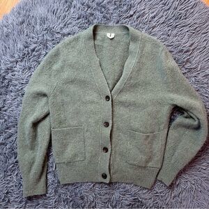 Arket Olive Button-Up Cardigan